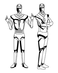 humanoid robots avatar black and white