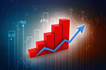 3d rendering Stock market online business concept. business Graph 