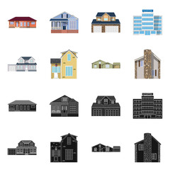 Fototapeta premium Isolated object of building and front sign. Collection of building and roof vector icon for stock.