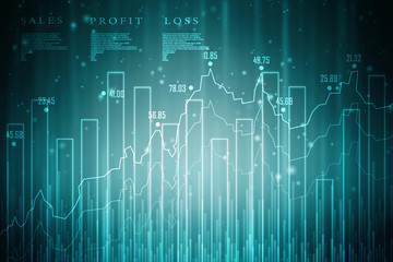 2d rendering Stock market online business concept. business Graph 