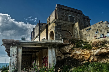 An abandoned hotel in ruins