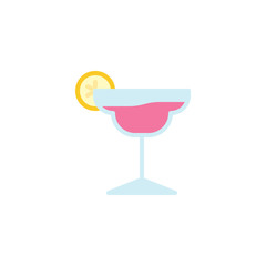 Cocktail glass with lime flat icon, vector sign, Margarita Cocktail colorful pictogram isolated on white. Symbol, logo illustration. Flat style design