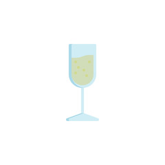 Glass of champagne drink flat icon, vector sign, Champagne glass colorful pictogram isolated on white. Symbol, logo illustration. Flat style design