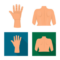 Vector illustration of body and part symbol. Collection of body and anatomy stock vector illustration.