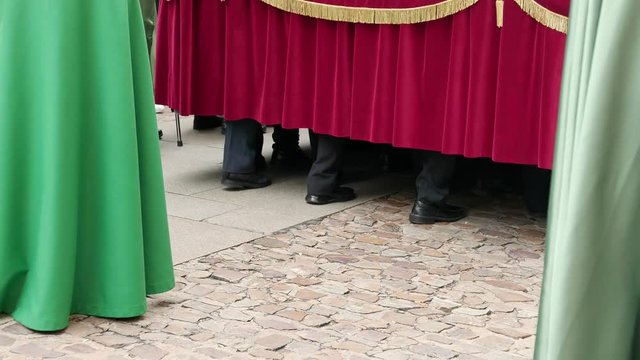 Procession of the Virgen de la Esperanza Brotherhood on Holy Thursday  through the streets of the historic center of Zamora