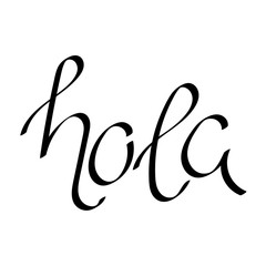 Hola word lettering. Hand drawn brush calligraphy. Vector illustration © Надежда Аксенова