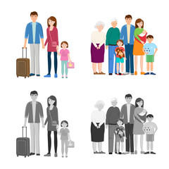 Vector design of character and avatar  logo. Collection of character and portrait stock vector illustration.