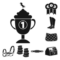Vector illustration of sport and competition logo. Set of sport and equestrian stock symbol for web.