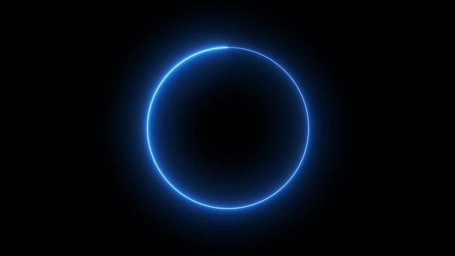 Blue Laser motion on circle Looping.Loop animation of flare light effect on ring.Glowing ecilpse on black