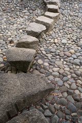 The footpath of the stones in the cobblestones