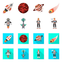 Isolated object of astronomy and technology  symbol. Collection of astronomy and sky stock symbol for web.