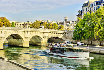 Fototapeta premium Views of Seine river in Paris, France, travel Europe