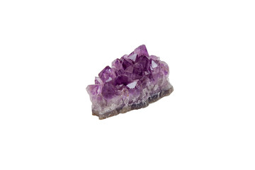 Natural crystal of lilac color on a white isolated background.
