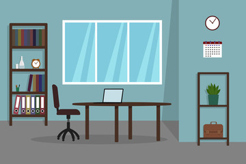 Home office interior. Vector illustration.