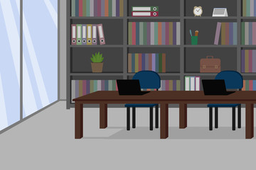Cozy home office interior. Vector illustration.
