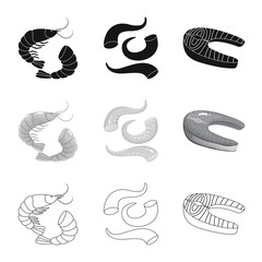 Vector illustration of fresh  and restaurant logo. Set of fresh  and marine   vector icon for stock.