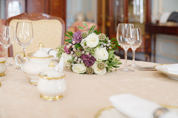 wedding table with flowers