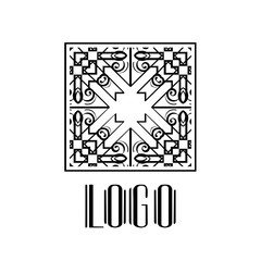 Beautiful emblem, badge for template logo in modern art deco style