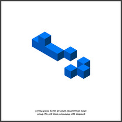 Vector icon cubes on white isolated background.