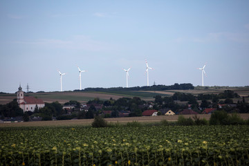 Naklejka premium Wind turbines countryside austria
