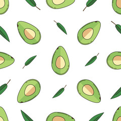 Avocado colored isolated seamless pattern on white background.