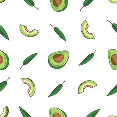 Avocado colored isolated seamless pattern on white background.
