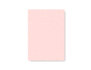 Invitation clear sheet. Pink blank paper on the white background with round gold elements. Empty paper for self filling.