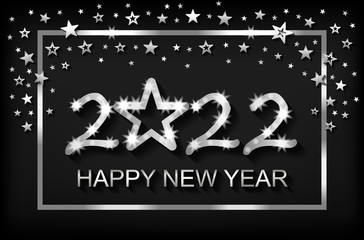 Happy New Year 2022 - greeting card, flyer, invitation - vector