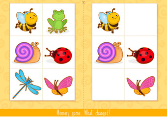 Memory Game for Kids. Find difference. Educational children game