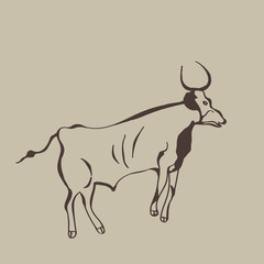 Fototapeta na wymiar Painting of an ancient buffalo on a cave wall