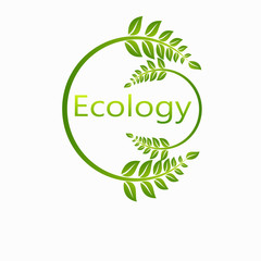  Green earth ,Green leaf paper art. Ecology concept. white background