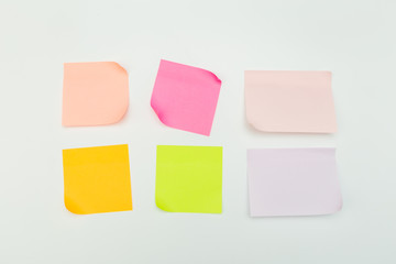 set of colour  paper stick note on a white background