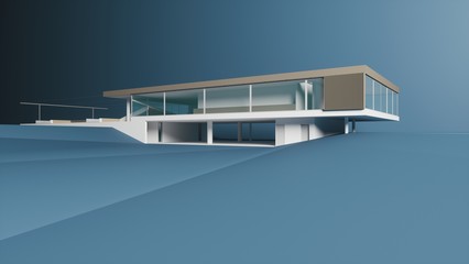 Obraz premium Modern private house on blue background
