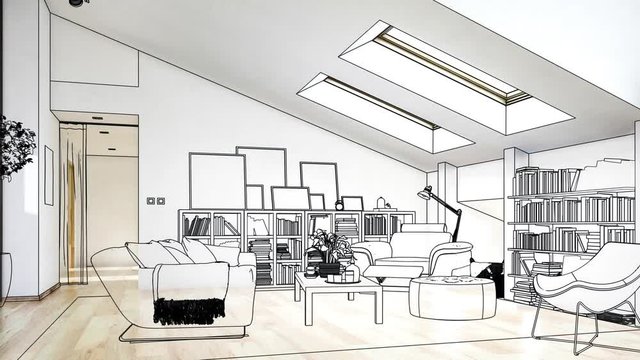 Attic Apartment Design - loopable 3d visualization
