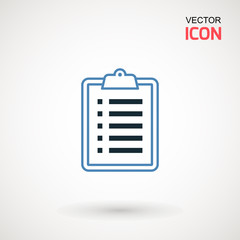 Checklist icon. Declarations linear icon. Flat illustration of clipboard with checklist.