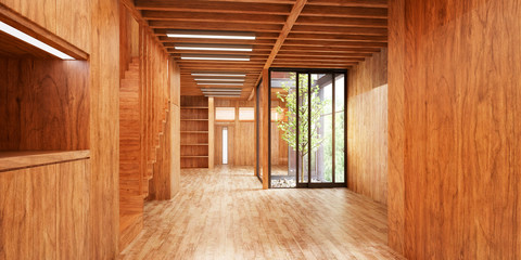 Obraz na płótnie Canvas Modern Eco House Architecture (panoramic) - 3d visualization