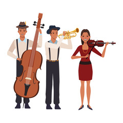Fototapeta premium musician playing trumpet bass and violin
