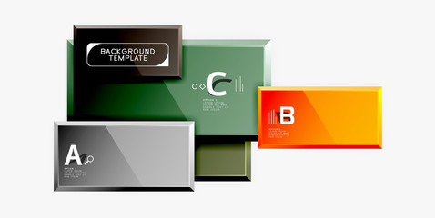 Geometrical design squares abstract banner, glossy shiny effects