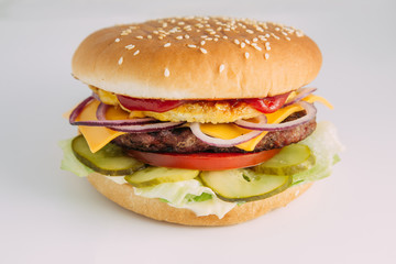 hamburger on white background