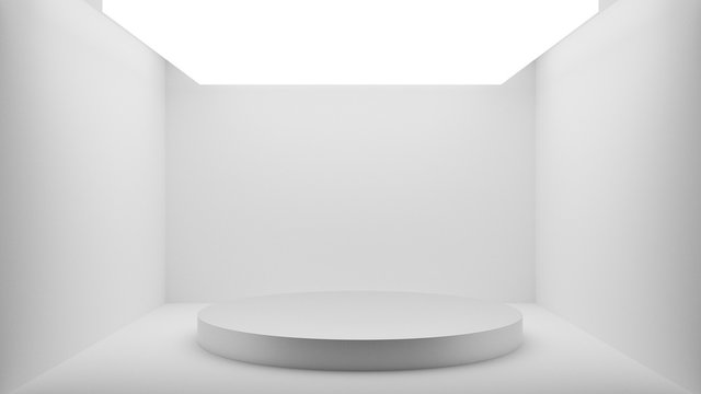 empty podium in a white room © rikirennes