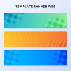 Set of banner web vibrant gradient color with halftone texture and background. You can use for flyer, label, tab, brochure, card, poster, leaflet, etc.