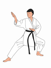 karate taekwondo  sportman characters illustration