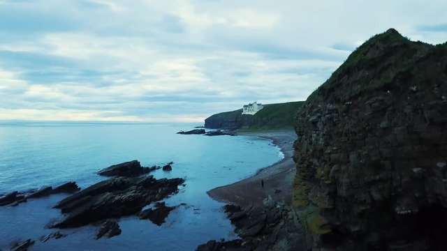 Castle in the Scottish Highlands - Dunbeath (Aerial Shot)