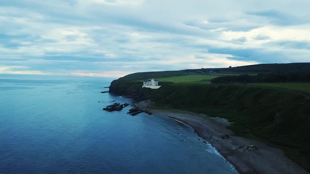 Castle on the cliffs - Dunbeath, Scotland (Aerial Shot)
