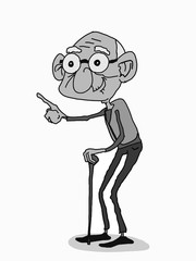 old characters  cartoon illustration   grey colors 