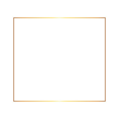 Golden thin square frame on the white background. Perfect design for headline, logo and sale banner. Vector - obrazy, fototapety, plakaty