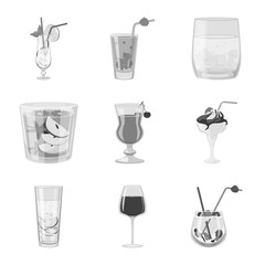 Isolated object of bar and shaker icon. Set of bar and restaurant stock vector illustration.