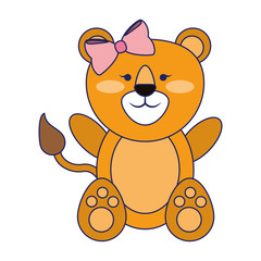 Tiger cute animal cartoon blue lines