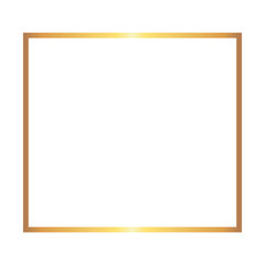 Golden thin square frame on the white background