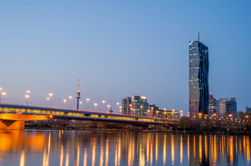 Vienna skyline by night